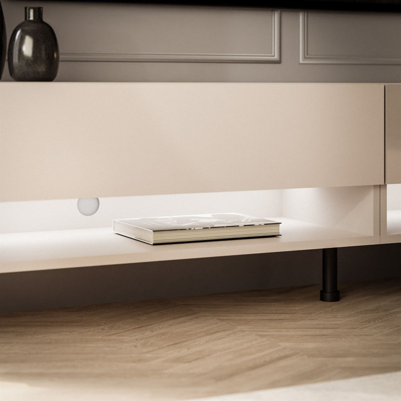 Calante TV Stand cashmire, High Gloss White/Black