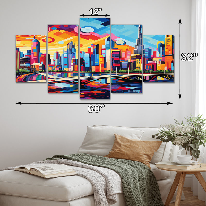 Pop Art, impression de toile de ville - 5 panneaux