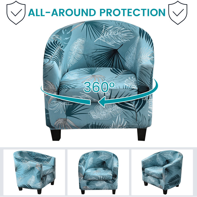 Housse pour fauteuil à coussins carrés/rectangulaires, Bleu, Mélange de polyester
