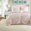 Ensemble de literie d'édredon ruché rose, chambre à coucher en microfibre à motif floral