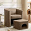 Fauteuil d'appoint rembourré en tonneau avec repose-pieds pour animal de compagnie-132210787