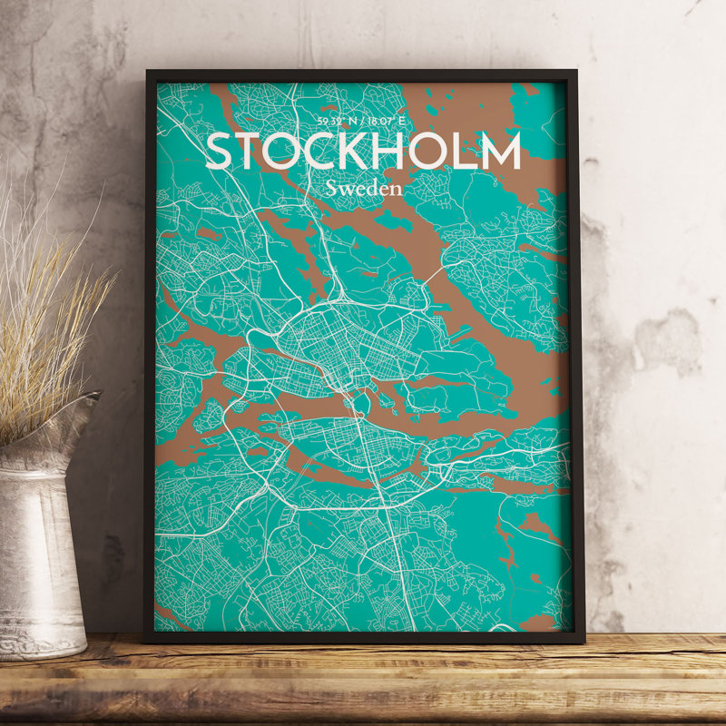 Stockholm City Map - No Frame Print, 97.7 cm H x 50 cm W x 0.1 cm D