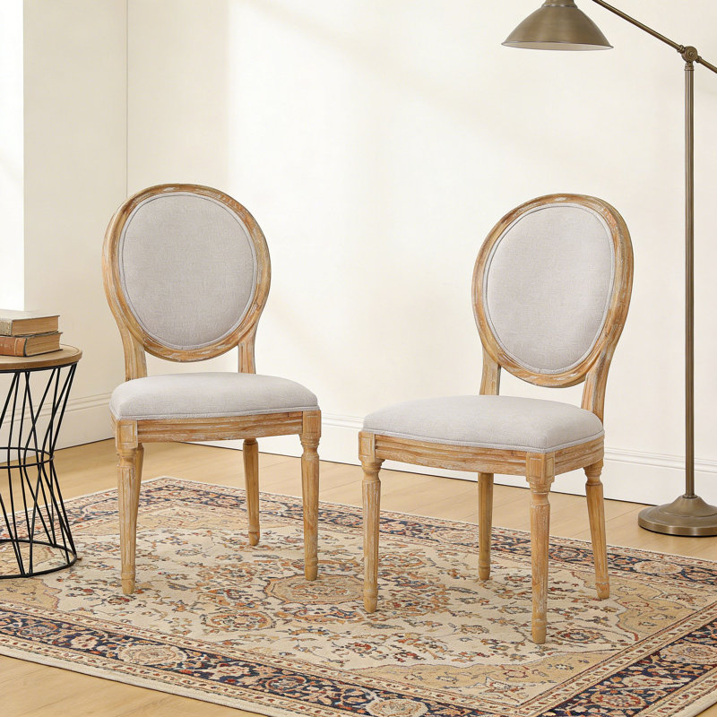 Chaise d'appoint en velours French Country, Naturel, Beige