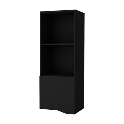 Black Wall Mounted Storage Unit - Ideal For Living Room Cabinet One Door Modern Design Practical