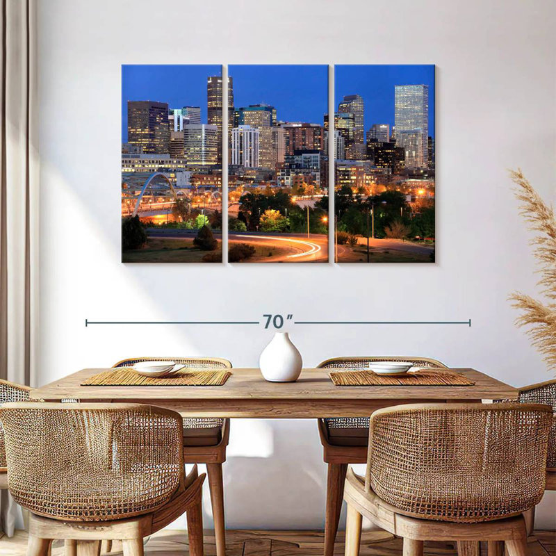 Syd Denver Skyline At Night, 36" H x 57" W