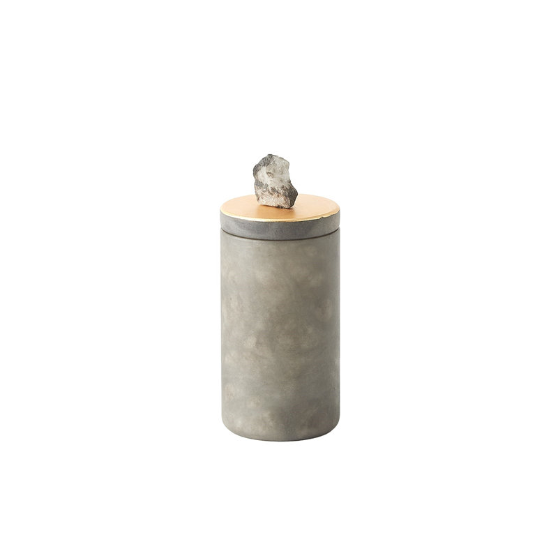 Quarry Jar-Grey/Gold Leaf-Sm, 5.25" H x 2.25" W x 2.25" D