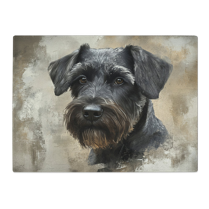 Schnauzer Design Dog  Glass Chopping Board