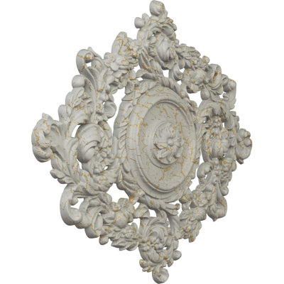 Endurathane Katheryn Ceiling Medallion, 22 1/2"W x 30 3/8"H x 1 1/2"P, Hand-Painted Pot of Cream Crackle Finish