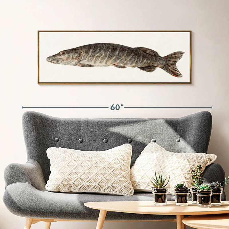 Brochet, 43 po x 15 po, Floating Frame Gold