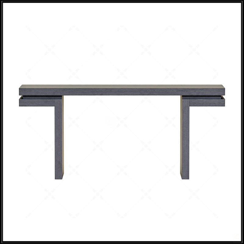 66 Inch Extra Wide Real Wood Veneered Console Table, Minimalist Design For Entryway, Hallway, Living Room, And Home Office In Black