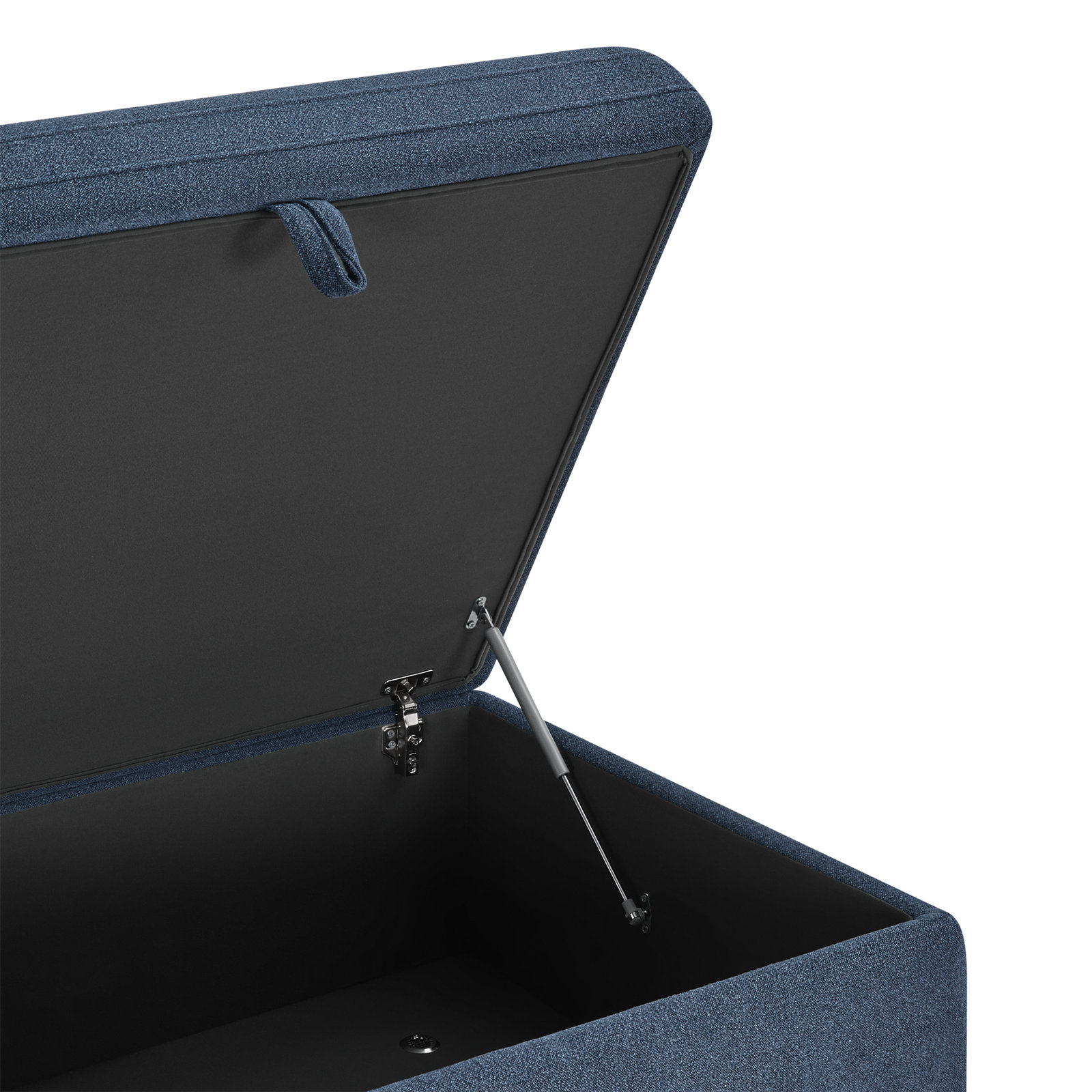 37" Linen Upholstered Ottoman, Elite Indigo Textured Weave