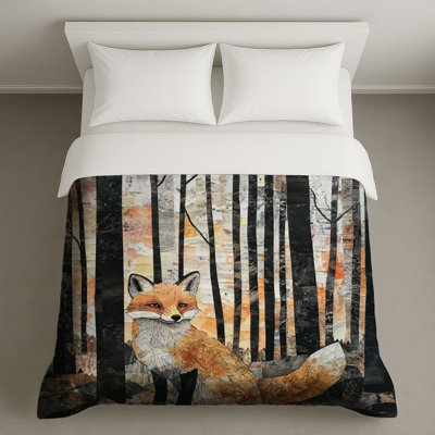Fox In Forest Collage Duvet Covers