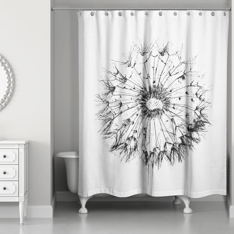 Simple Sketchy Dandelion Shower Curtain