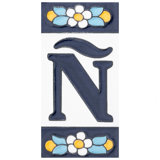 Sevillano 2.13" x 4.38" Ceramic Floral Address Letter Wall Tile in White/Blue