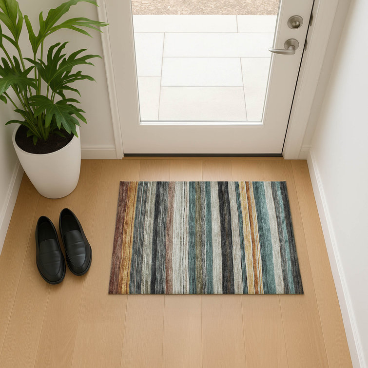 Wrought Studio Premium Machine Washable Hedden AMF1703 Stripes Rug ...