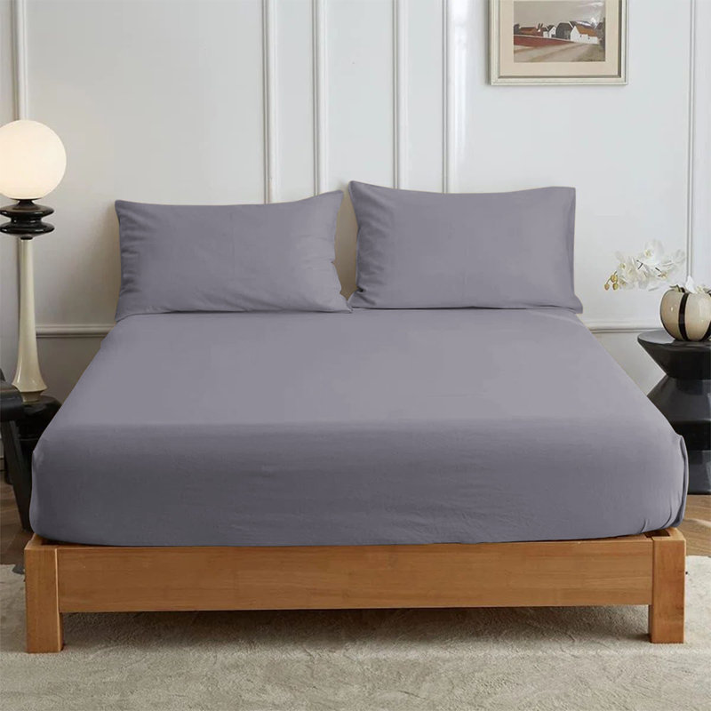 Leila Microfiber 25cm Deep Pocket Fitted Bed Sheet, Grey, Single (3')