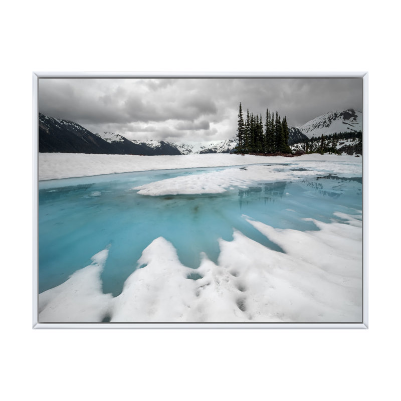 Photo de lac d'hiver, H 12 po x l 20 po x P 0,1 po, Toile avec cadre flottant blanc