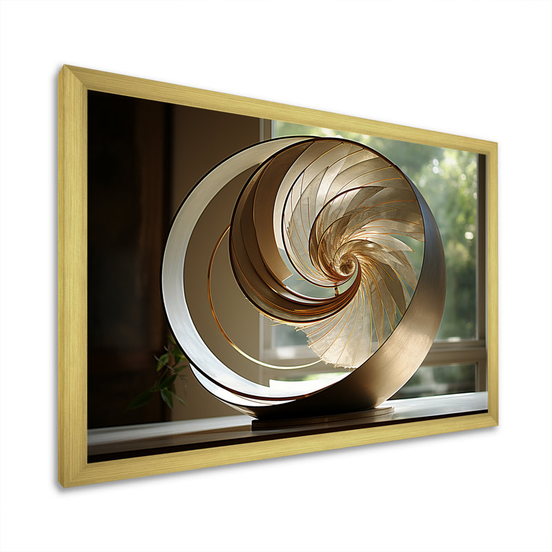 «Bronze Beauty Nautilus Vortex» sur toile, H 30 po x l 40 po x P 1,5 po, Cadre doré simple