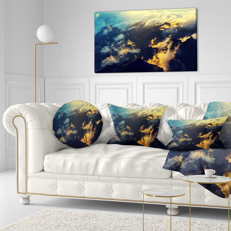 Landscape Sunset on Hill Above Clouds Lumbar Pillow