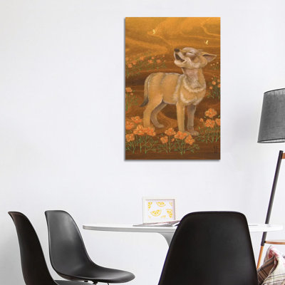Coyote And Poppies by Martin Hsu - Painting on Canvas