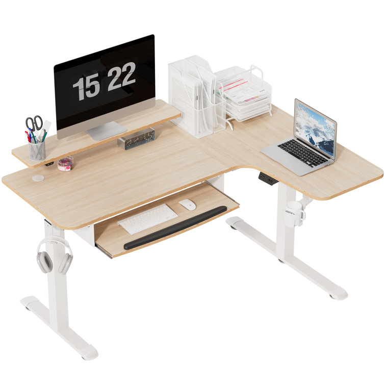 Eureka Ergonomic Corner L Shaped Standing Desk with Monitor Stand & LED  Strips, Dual Motor