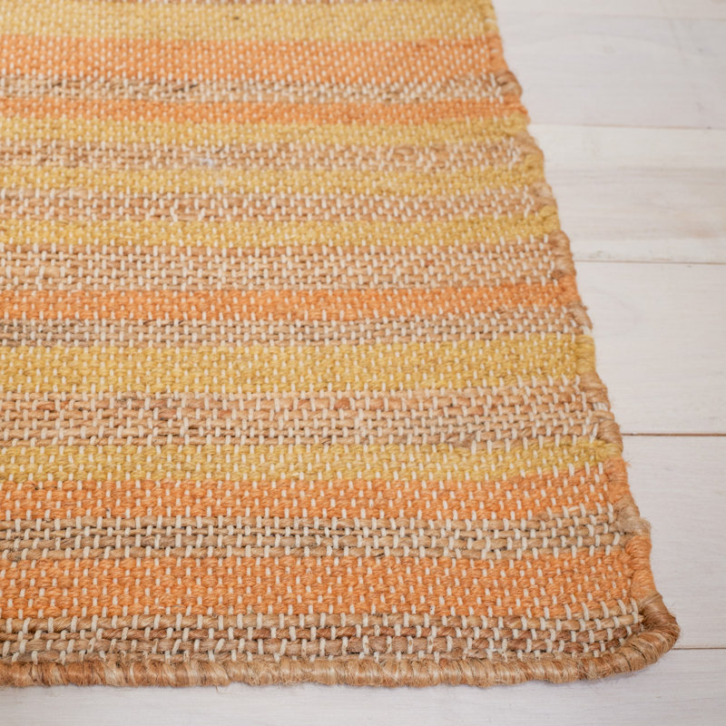 Grice Hand Woven Jute/Wool Striped Rug in Natural/Gold, Rectangle 5' x 8'