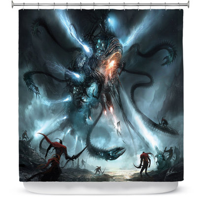 Mech Dragon Battle Single Shower Curtain
