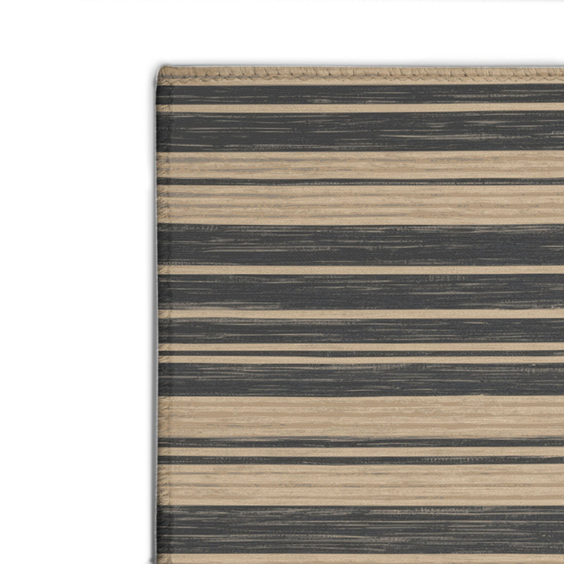 Tapis intérieur / extérieur brun HorizontalStripes, Rectangulaire 2 pi x 3 pi