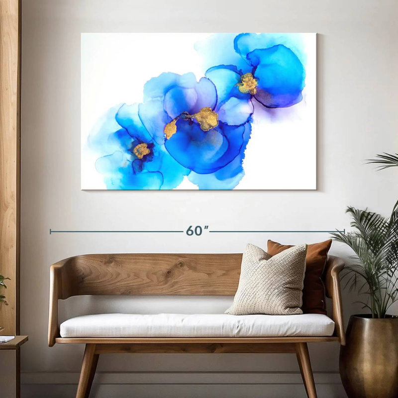 Fleur bleue abstraite Avery, H 32 po x l 48 po