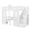 Lit superposé simple au dessus d'un lit simple avec table à langer, lit superposé se transformant en lit supérieur et bureau en duvet - Blanc