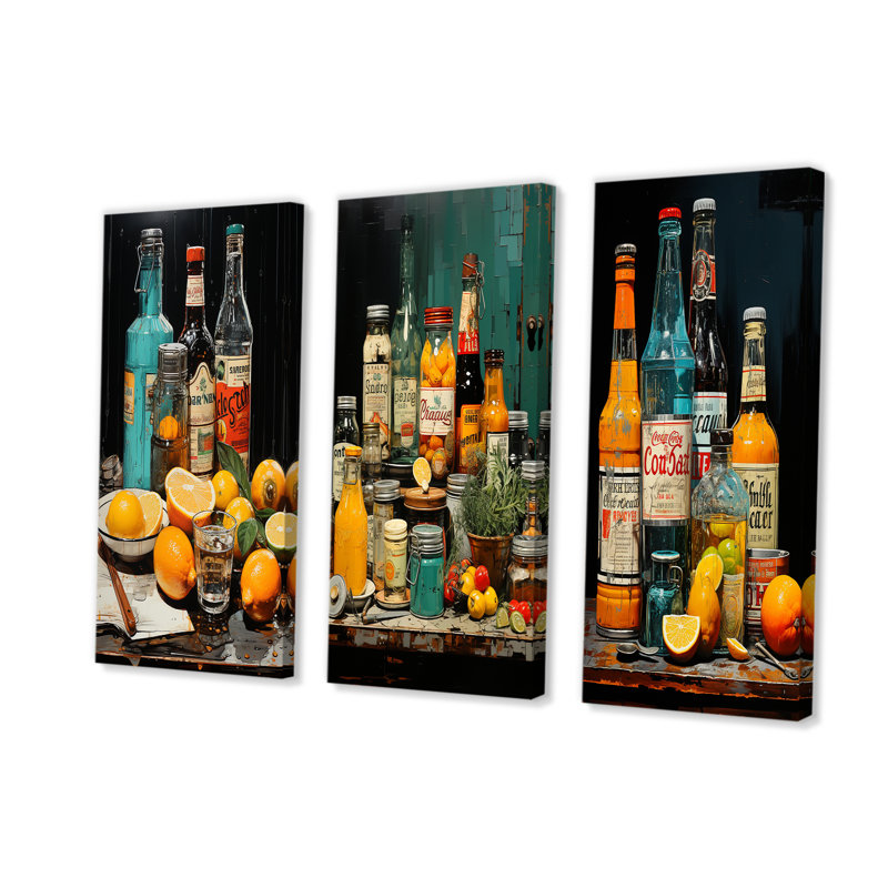 Zeste urbain cocktail et condiments, H 28 po x l 36 po, Toile tendue
