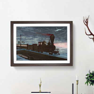 Steam Train in Takanawa by Kobayashi Kiyochika - Picture Frame Art Print on MDF
