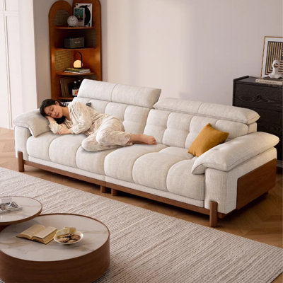 Canapé beige modulaire en chenille