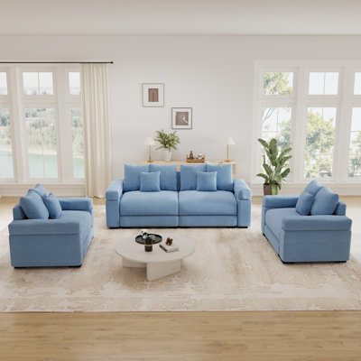 Modular 4-Piece Living Room Set, Modern Corduroy Sectional Couch with Loveseat and Chair