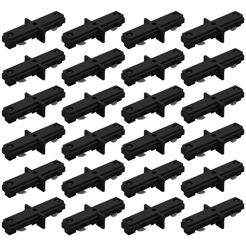 Connecteur Luxrite H-Track mort-I, éclairage sur rail droit à 3 fils à circuit unique, systèmes de rail de type H 120 V, composant de distribution d'énergie noir, paquet de 24