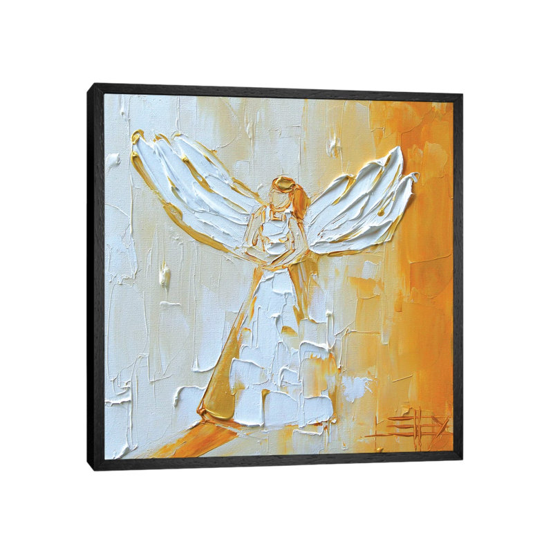 Angel by Lisa Elley - Painting on Canvas, Black Framed, 45.72 cm H x 45.72 cm W