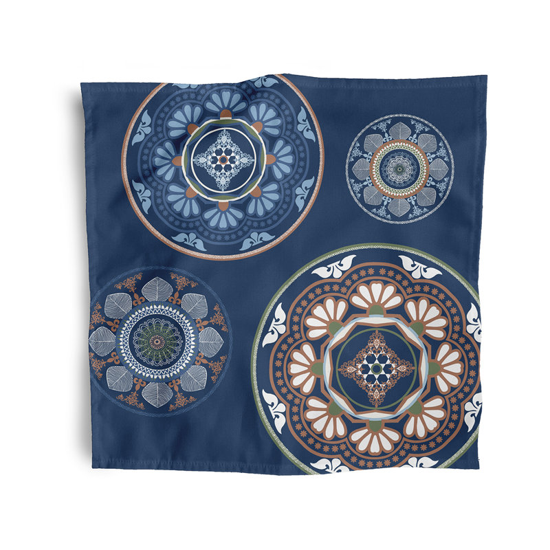 Audreya Floating Medallions Napkins, Navy