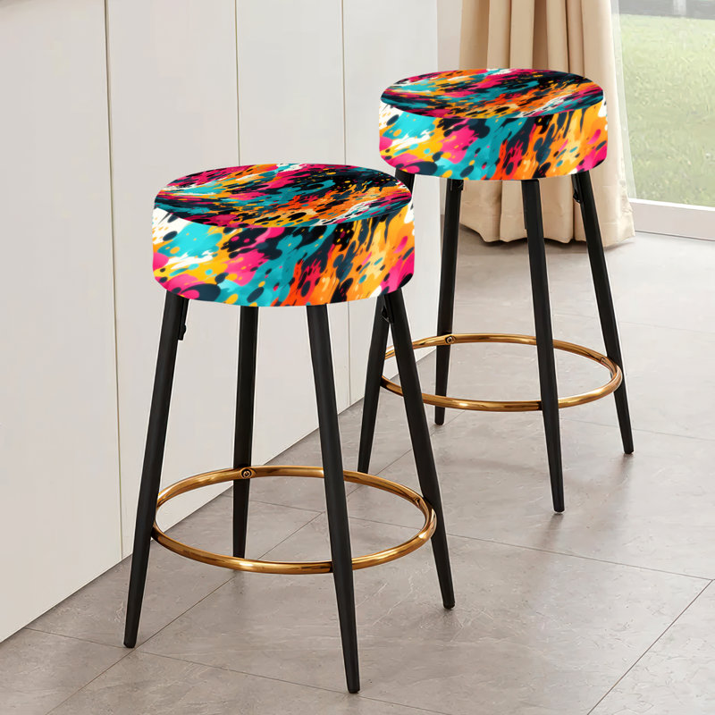 Motif néon captivant - ensemble de 2 tabourets de bar abstraits