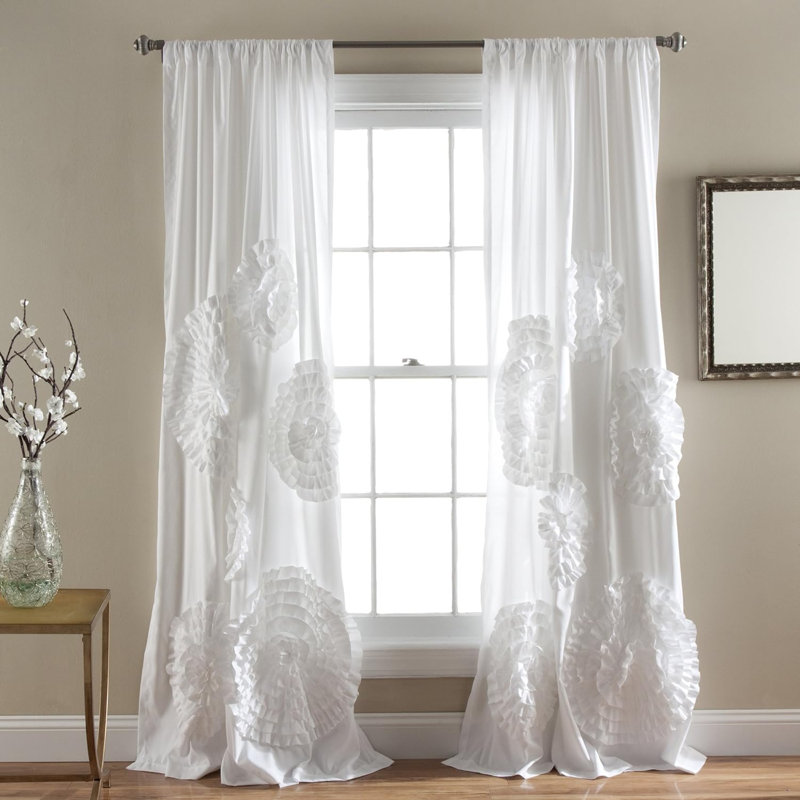 Semi Sheer Single Curtain Panel, White, 54" W x 84" L