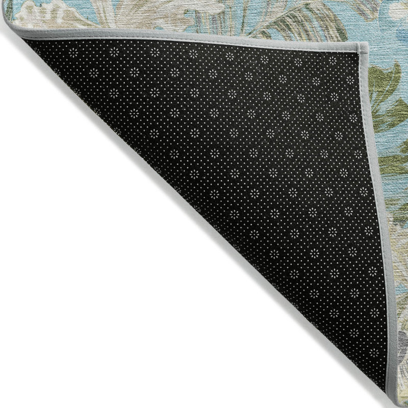 Tapis lavable intérieur / extérieur bleu sarcelle / vert olive 3 pi x 5 pi Fabre