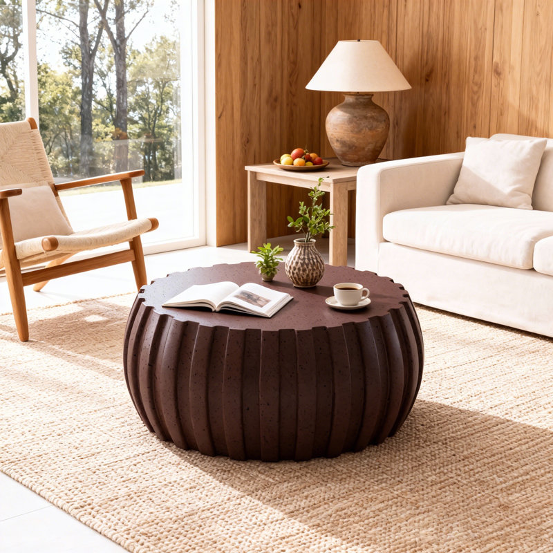 Table basse moderne imperméable 35,43 po, Brun