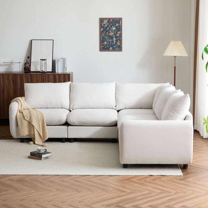 99 po Canapé modulaire surdimensionné en forme de L 5 pièces pour canapé et salon spacieux