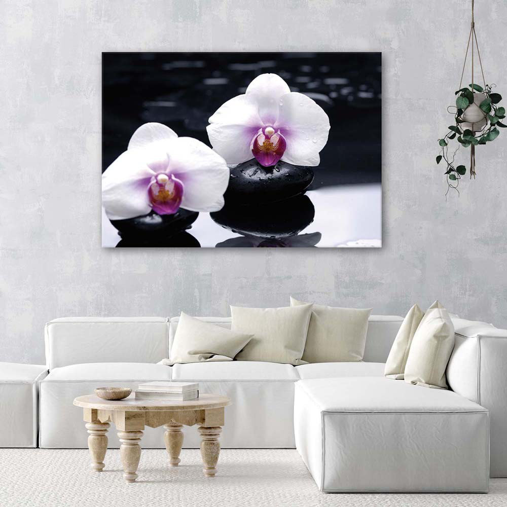 Leinwandbild Orchid Zen Stones Purple