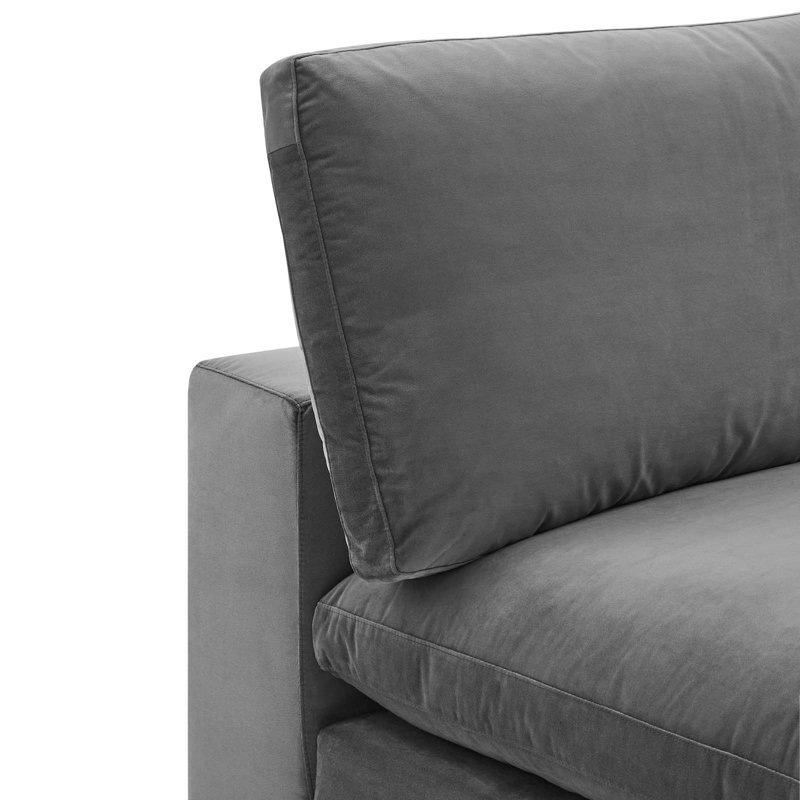 Chaise sans accoudoirs en velours rembourré Commix, Velours gris velours