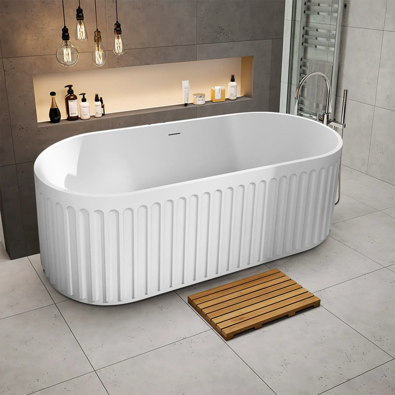 67'' x 29.5'' Freestanding Soaking Solid Surface Bathtub