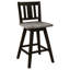 Chaises à hauteur de comptoir rustique en bois d'hévéa massif - gris noir, pivotant à 360 degrés (2 pièces en bois sur 2 pivotantes)-903546608-903546614