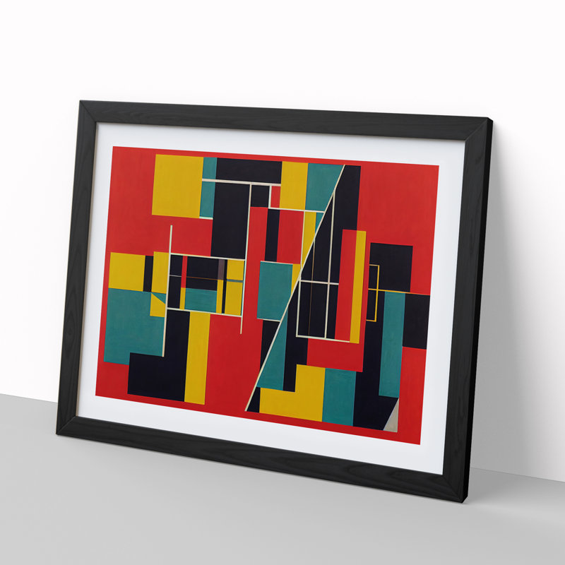Modern Art Bauhaus Vol.1 Abstract - Single Picture Frame Print, 25cm H x 34cm W x 2cm D, Black Framed