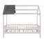 Lit simple en bois avec clôture, blanc et gris