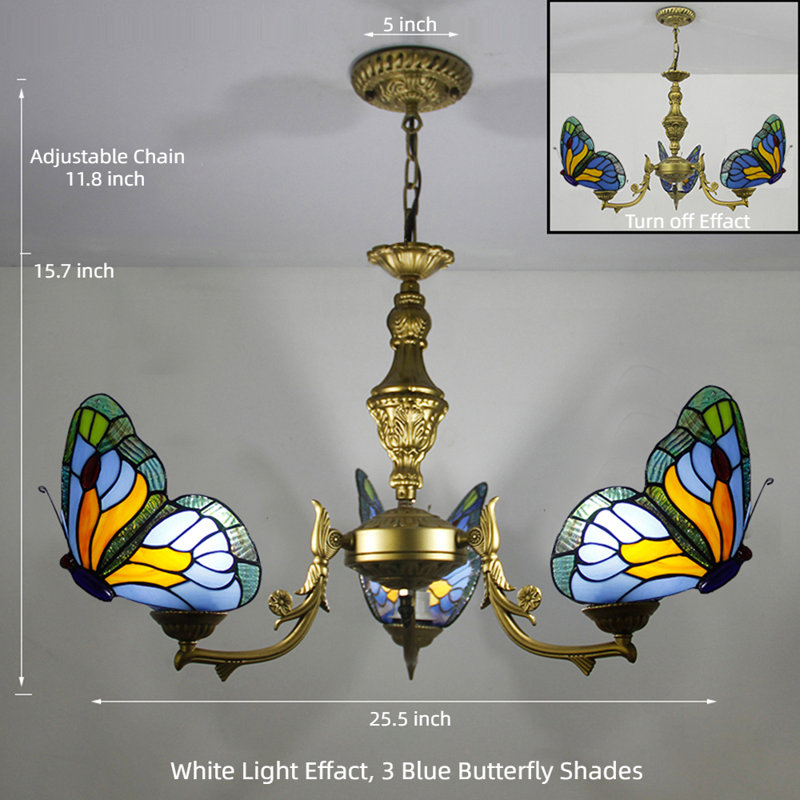 Lustre traditionnel / classique à 3 lumières Latshaw, Bleu