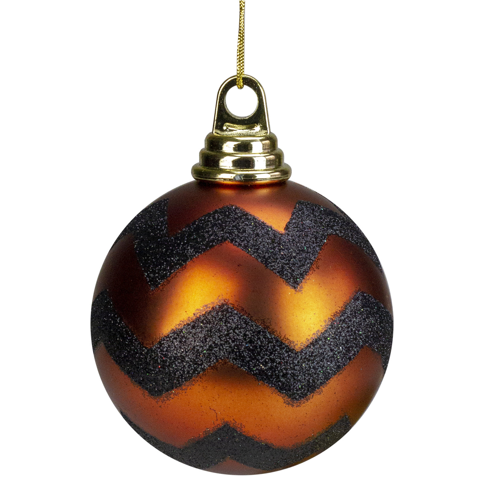 The Holiday Aisle® 8" Shatterproof Bauble, Copper Matte/Black, 4.75"H x 4.75" W x 4.75" D